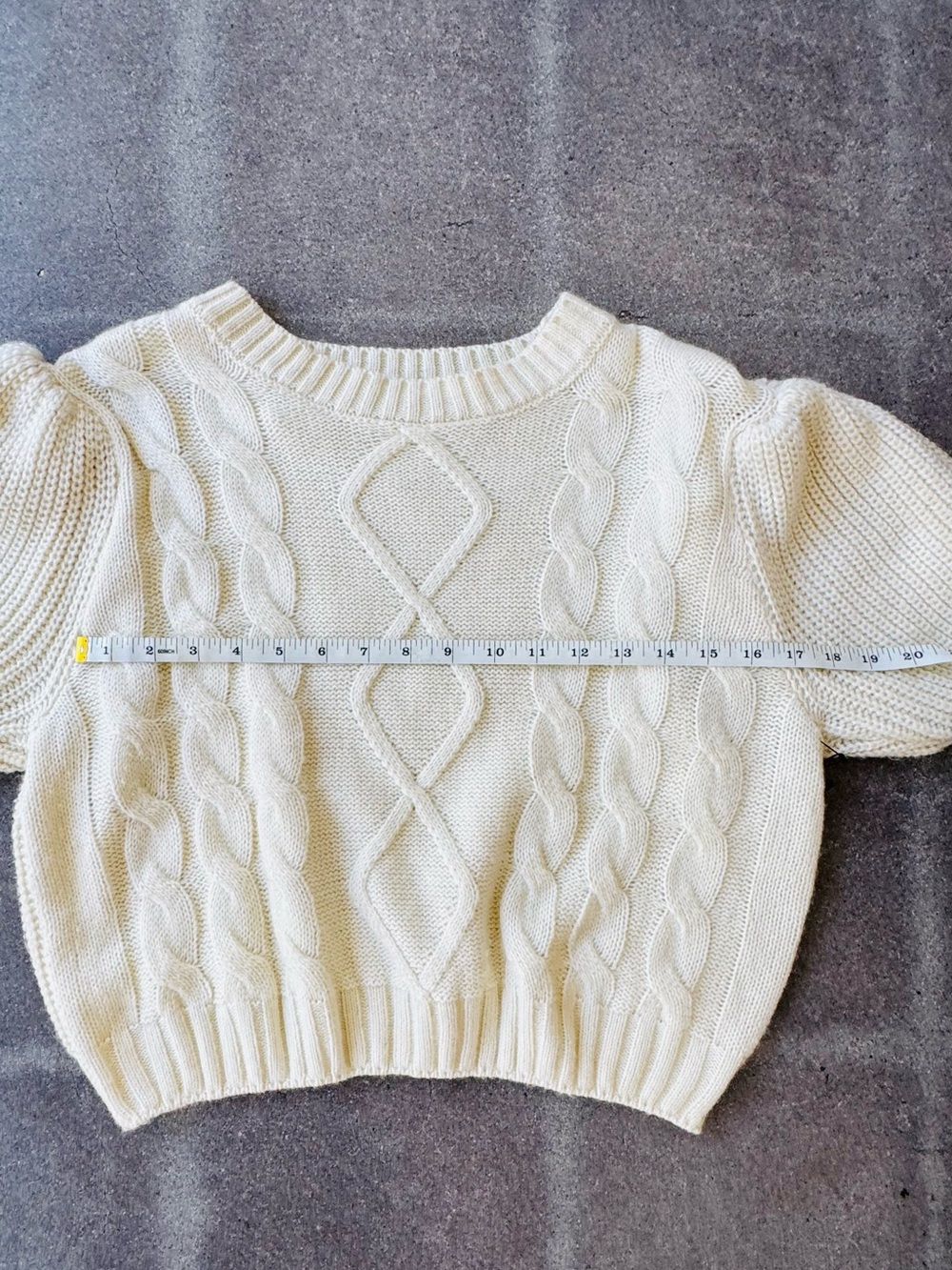 Cream Cable Knit Short-Sleeve Sweater - Picture 5 of 7